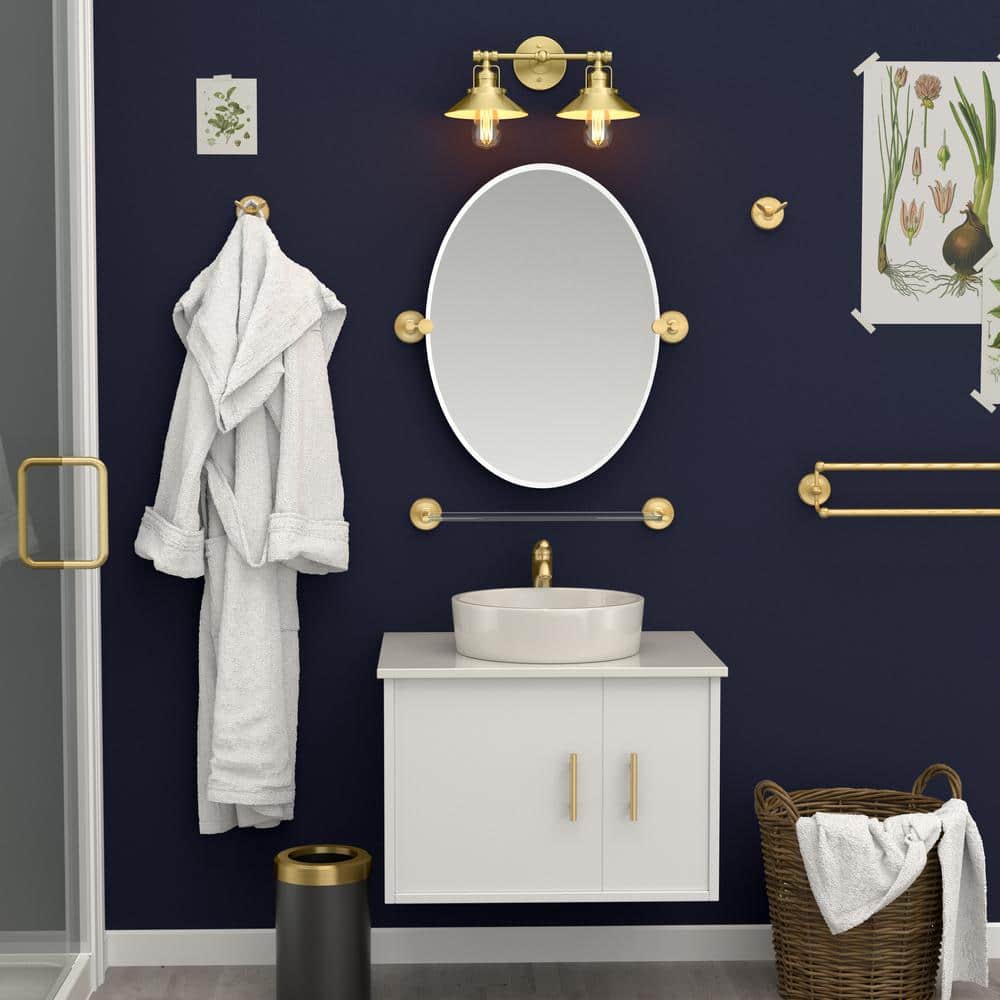 Brushed Brass Wall Mounted Double Towel Bar, 24 Inch