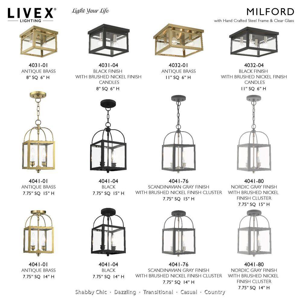 Milford Square 4-Light LED Flush Mount in Black and Brushed Nickel