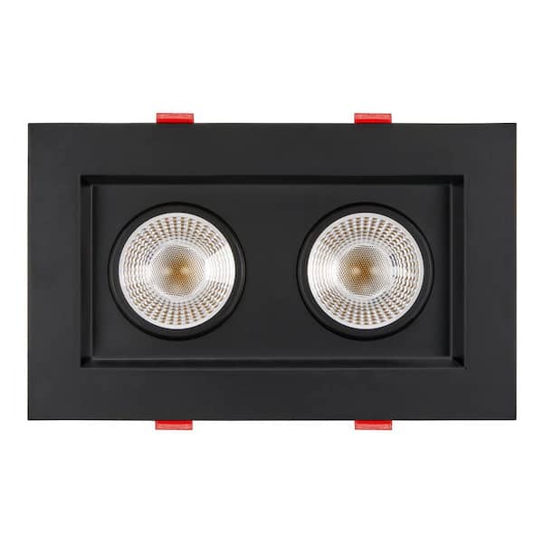 Maxxima 4 in. 3 Head LED Slim Square Recessed Anti-Glare Gimbal
