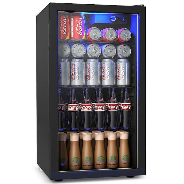 Gymax 60 Can Beverage Refrigerator Beer Wine Soda Drink Cooler Mini Fridge  Glass Door 