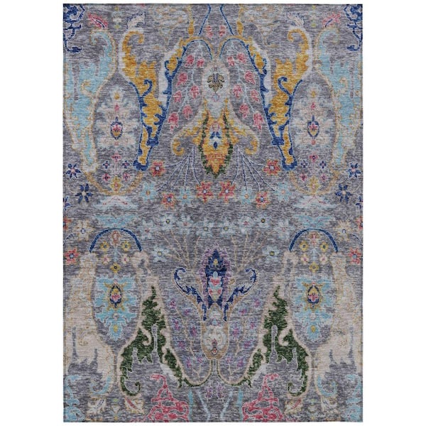 Chantille Machine Washable Indoor/Outdoor Abstract ACN1932 Gray 5 ft. x 7 ft. 6 in. Area Rug