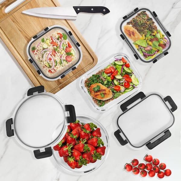 Glass Food Storage Container with Lid (1-Pack), Airtight, Leak-proof, Square Food Prep and Storage Container (Single)