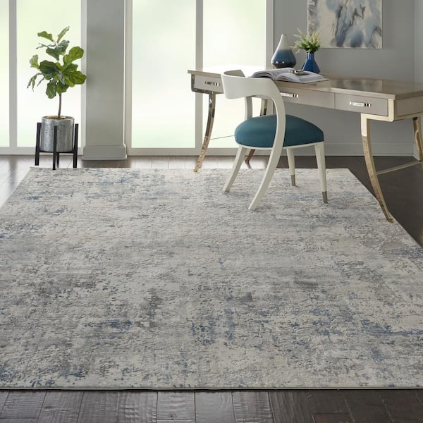 Rustic Textures Ivory/Grey-Blue 8 ft. x 11 ft. Abstract Contemporary Area Rug