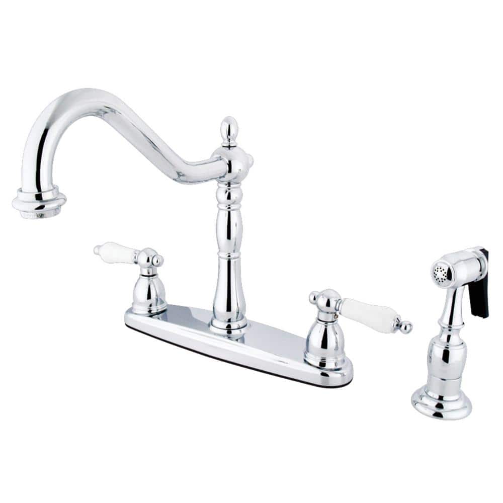 Heritage 2-Handle Standard Kitchen Faucet with Side Sprayer in Polished Chrome