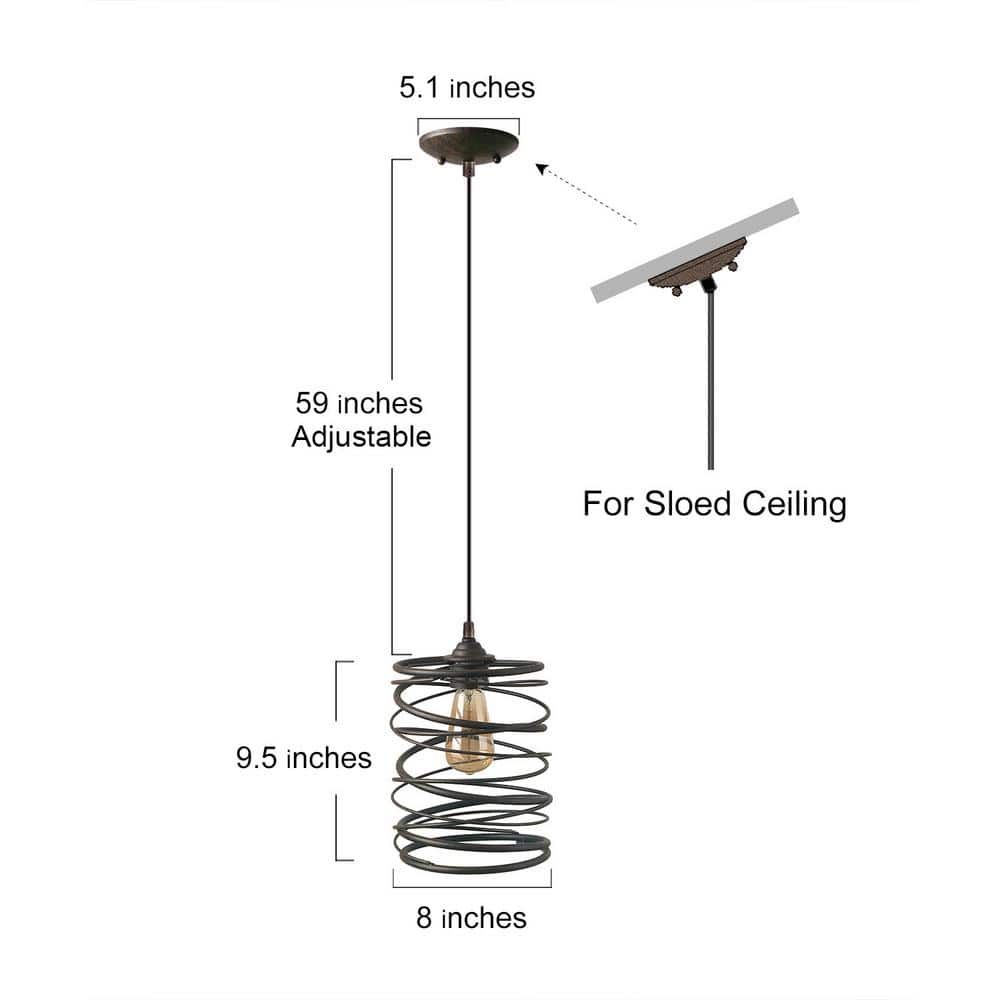 Mocha Antique Bronze Farmhouse Spiral Mini Pendant Light