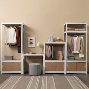 Kepsuul 31.50 in. W x 15.75 in. D x 76.75 in. H White Clothing Rack + 1 Shelf Wood Closet System