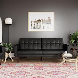 Fay Black Faux Leather Upholstered Modern Futon