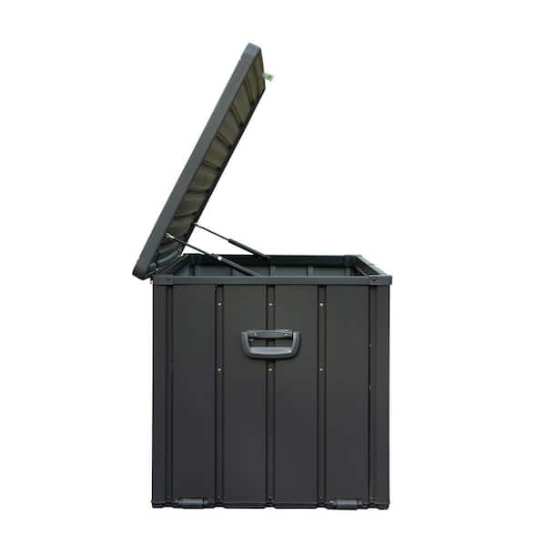 120 Gal. Gray Steel Waterproof Storage Deck Box with Resin Lid