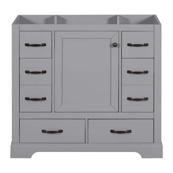 35.5 in. Bath Vanity Cabinet without Top in Gray Unassembled
