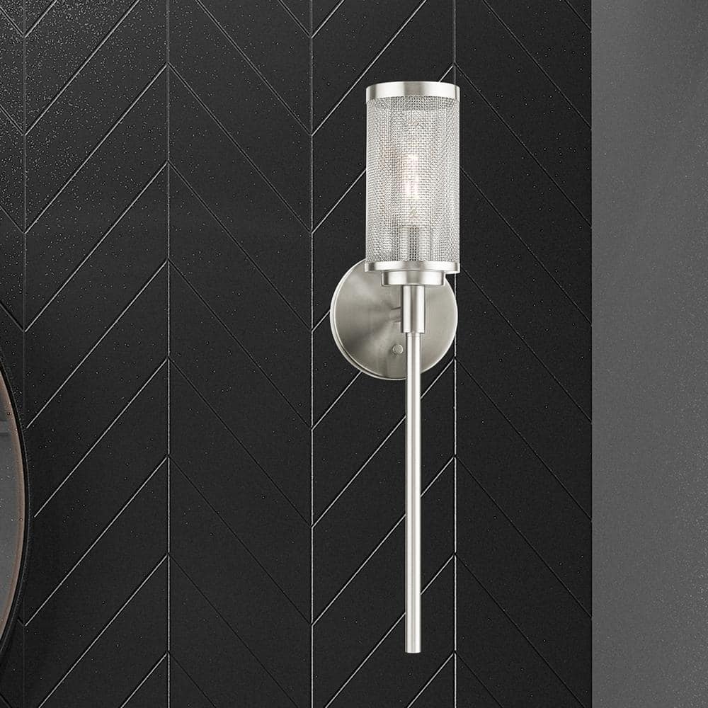 Brushed Nickel Industro Mesh Shade Wall Sconce
