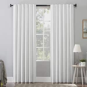 Evelina Pearl White Polyester 50 in. W x 84 in. L Back Tab 100% Blackout Curtain (Single Panel)