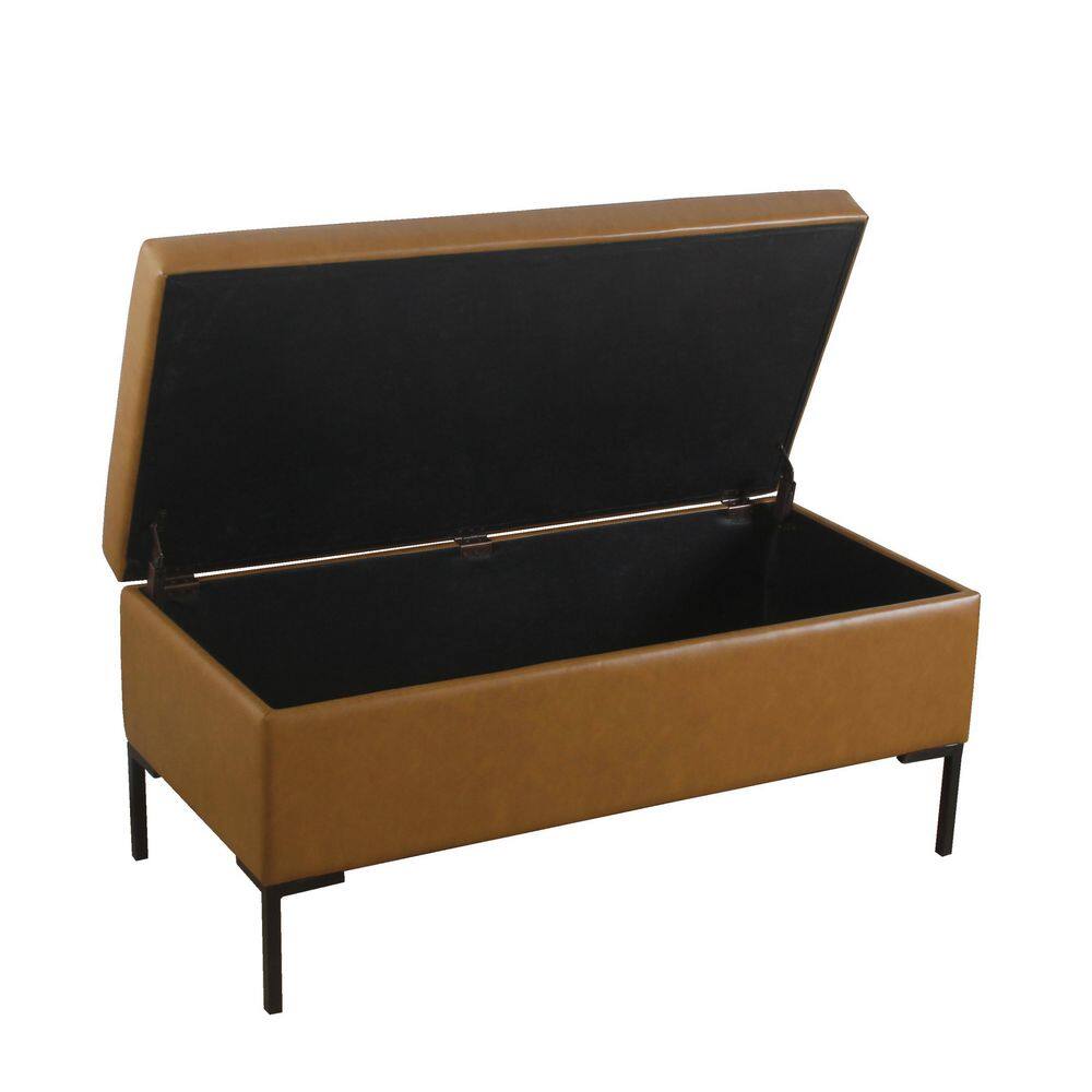 Carmel Faux Leather Large Storage Bench with Metal Legs