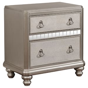 Bling Game Metallic Platinum 2-Drawer Nightstand