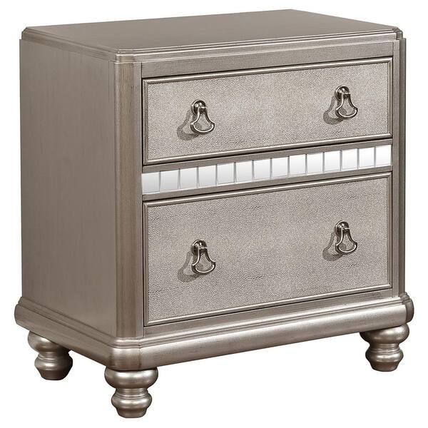 Coaster Bling Game Metallic Platinum 2-Drawer Nightstand