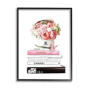 "Pink Florals in Hat Box Glam Fashion Books" by Ros Ruseva Framed Nature Wall Art Print 11 in. x 14 in.