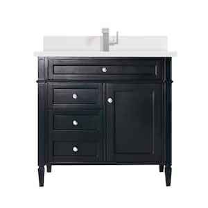 Brittany 36.0 in. W x 23.5 in. D x 34.0 in. H Bathroom Vanity in Black Onyx with White Zeus Silestone Quartz Top