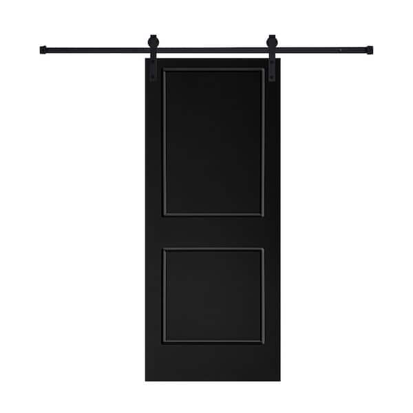 AIOPOP HOME Modern 2-Panel 28 in. x 84 in. MDF black Barn Sliding
