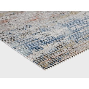 Binford Ivory/Grey 3 ft. 1 in. x 5 ft. 3 in. Distressed Polypropylene and Polyester Shrink Indoor Area Rug