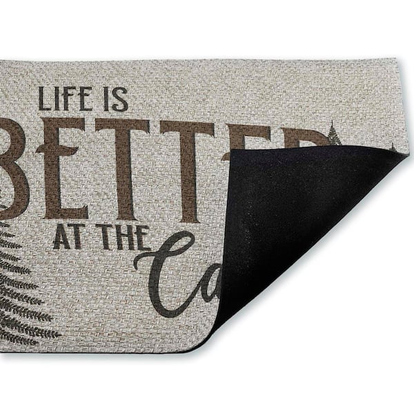 Life Is Better At Cabin Black 18 in. x 30 in. Polyester Non-Slip Outdoor Door Mat