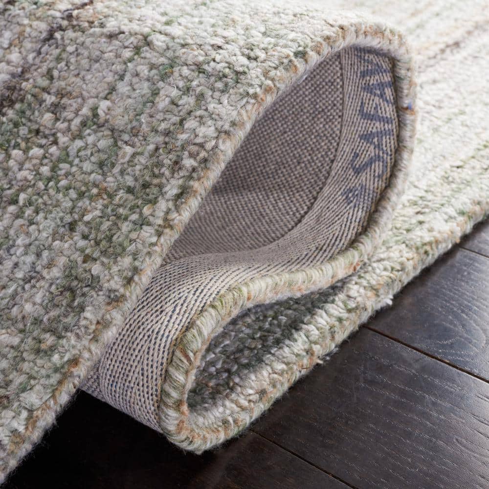 Hand-Tufted Sage & Green Abstract Wool Blend Rug - 9' x 12'