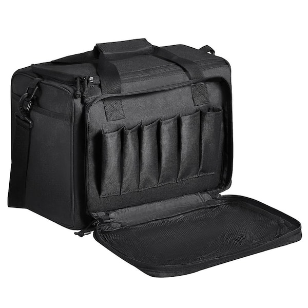 VEVOR Tactical Backpack, Range Bag 14 in. Black Backpack for 3-Pistols Tactical Gun Range Bag Single Shoulder Strip