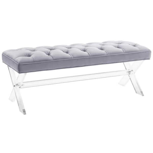 TOV Furniture Claira Grey Lucite Bench