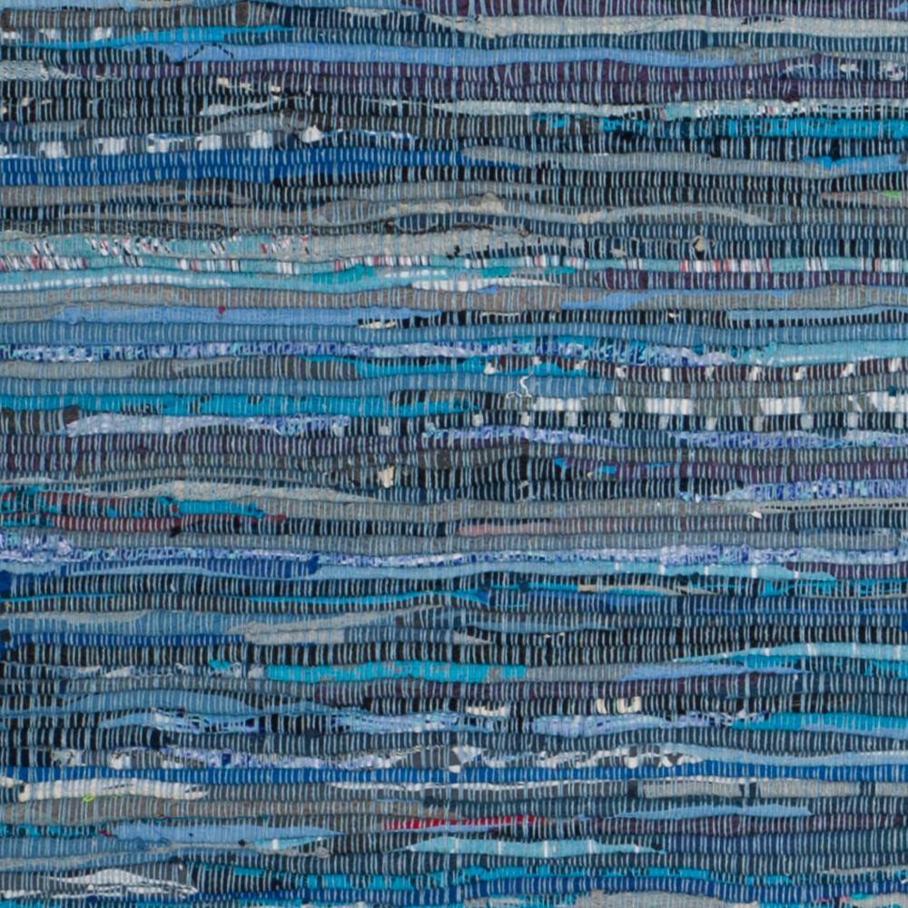 Coastal Breeze Blue Stripe Hand-Woven Wool & Cotton Runner Rug