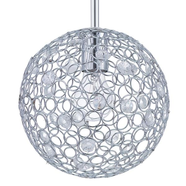 Progress Lighting Estoque 1-Light Polished Chrome Mini-Pendant with Crystal Glass Accents