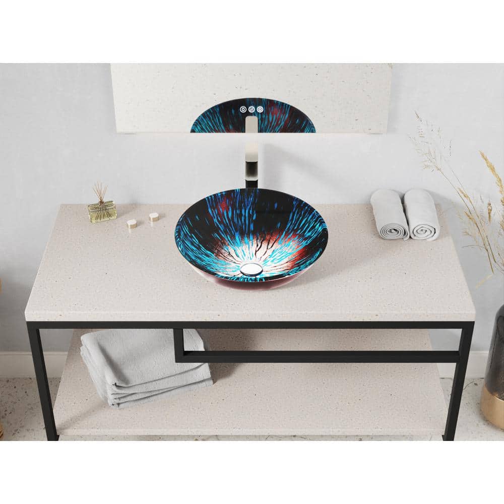 Stellar Burst Glass Circular Above-Counter Bathroom Sink