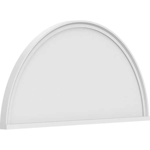 Ekena Millwork 2 in. x 46 in. x 23 in. Half Round Smooth Architectural Grade PVC Pediment Moulding