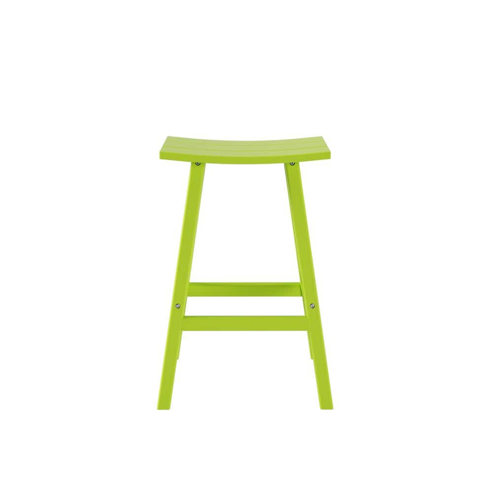 All-Weather Lime 29" Outdoor Bar Stool with Saddle Seat