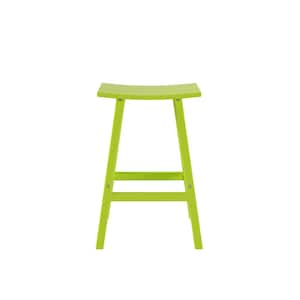 Franklin Lime Green 29 in. Poly HDPE Fade Resistant Outdoor Patio Saddle Seat Pub Height Bar Stool