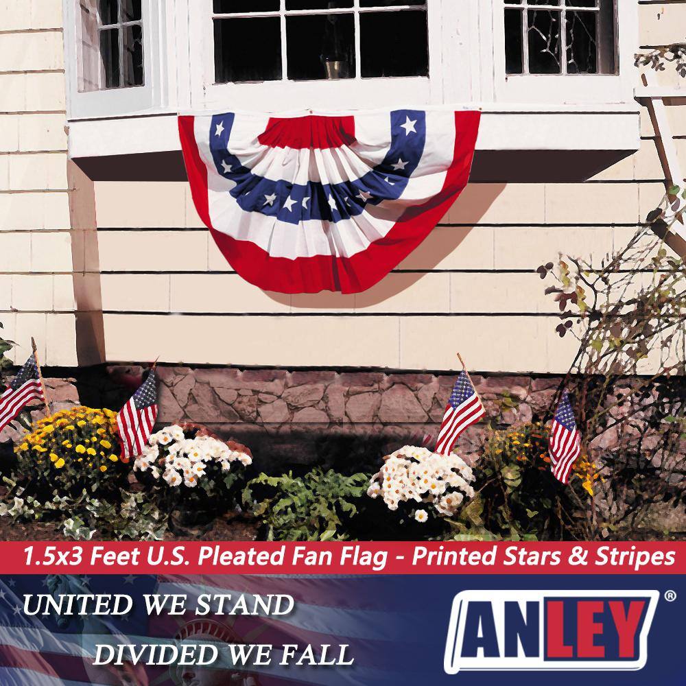 Patriotic American Flag Pleated Fan Banner with Brass Grommets