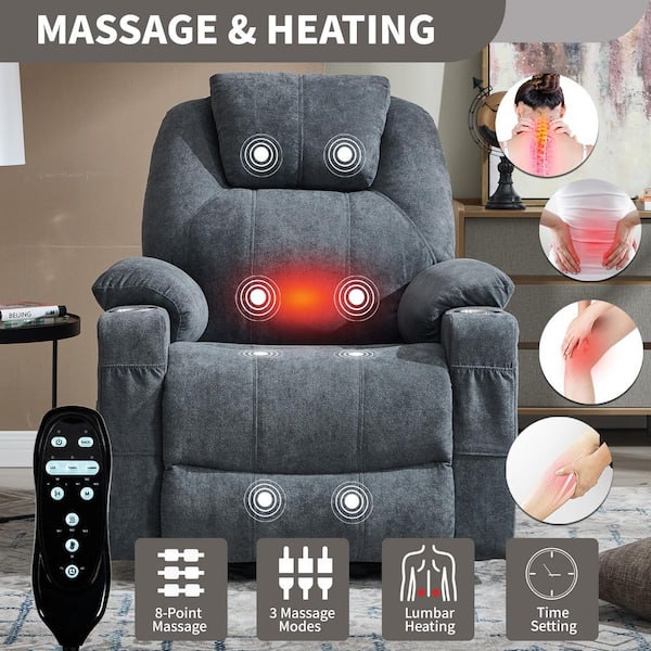 aisword Grey Chenille Power Lift Recliner Chair with