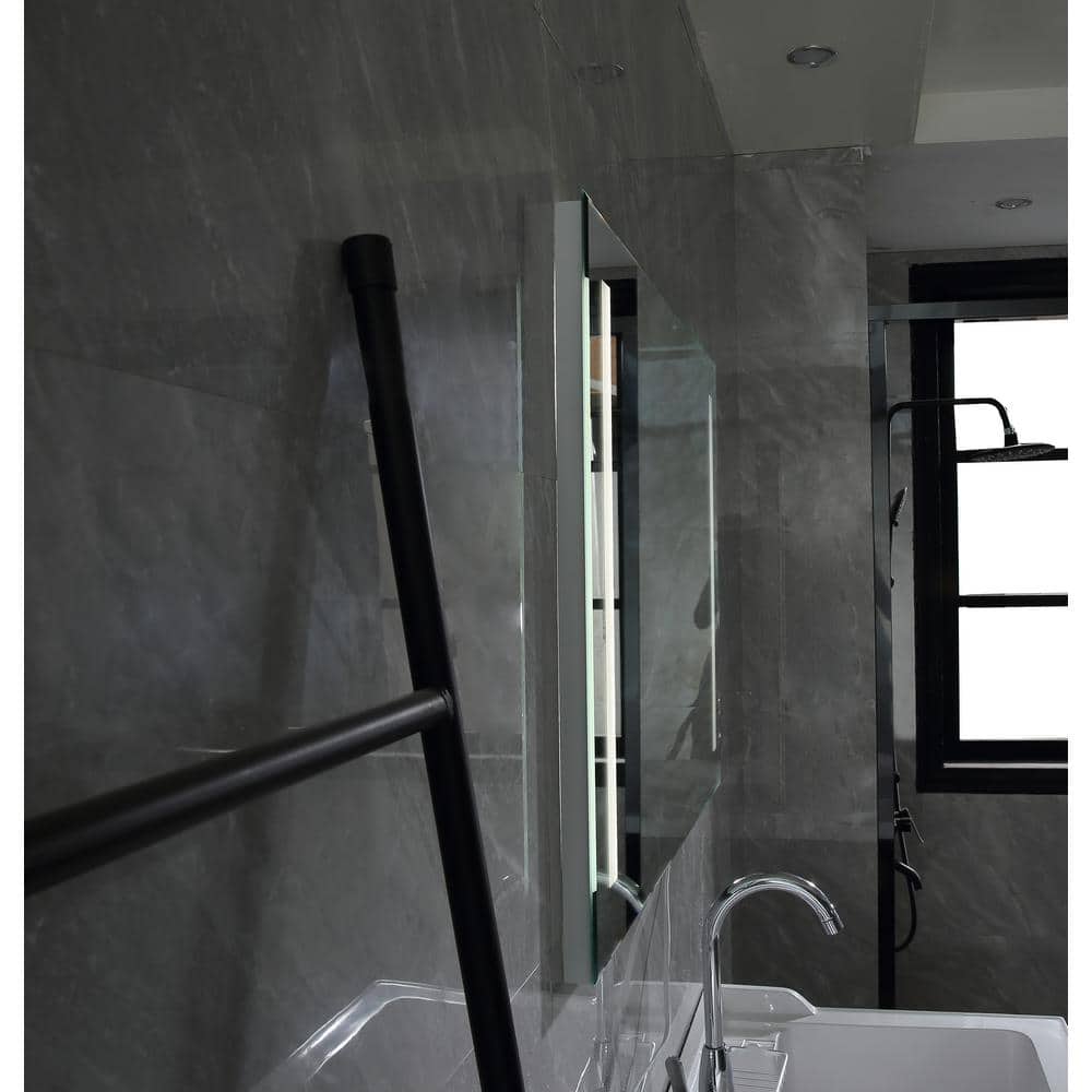 Frameless Rectangular LED Bathroom Vanity Mirror in Clear Glass