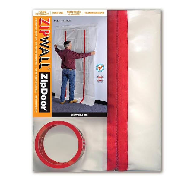 4 ft. x 7.5 ft. Adhesive Zippers Commercial Dust Barrier Door Kit with Double-Sided Tape and 2-Flap Hooks