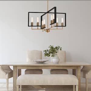 Chicago PM 8-Light Modern Old Satin Brass Chandelier For Dining Rooms