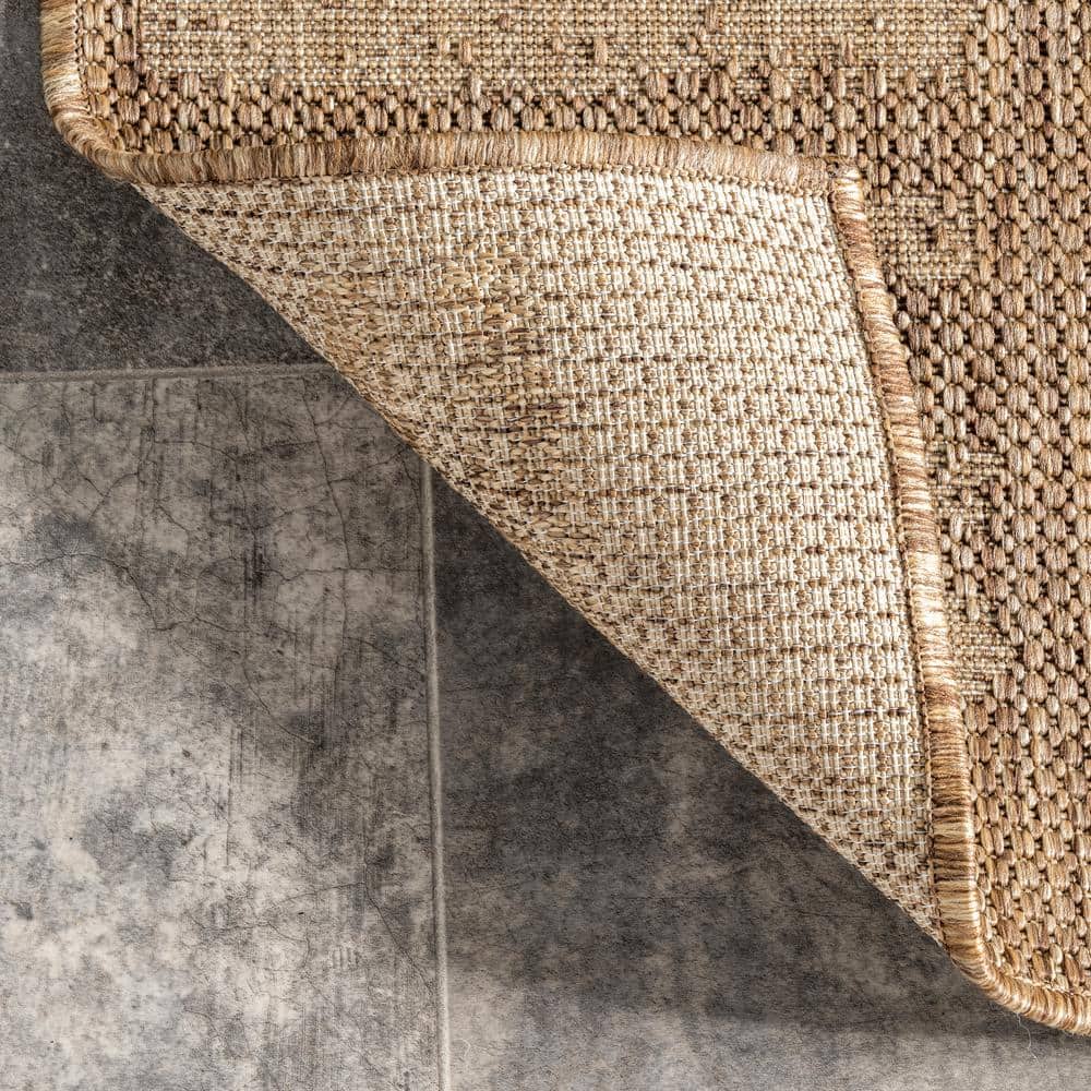 Beige Synthetic Rectangular Indoor/Outdoor Area Rug, 5' x 8'
