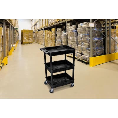 Rubbermaid® Plastic Flat Top Utility Cart, 2 Shelf, 54Lx25W, 5