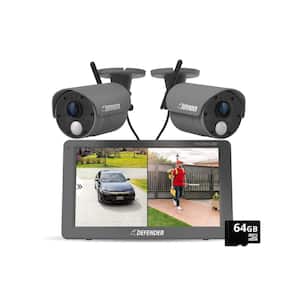 PHOENIXHD Non-Wi-Fi Plug-In Security Camera System with 10.1 in. Monitor, SD Card Recording and 2 Night Vision Cameras