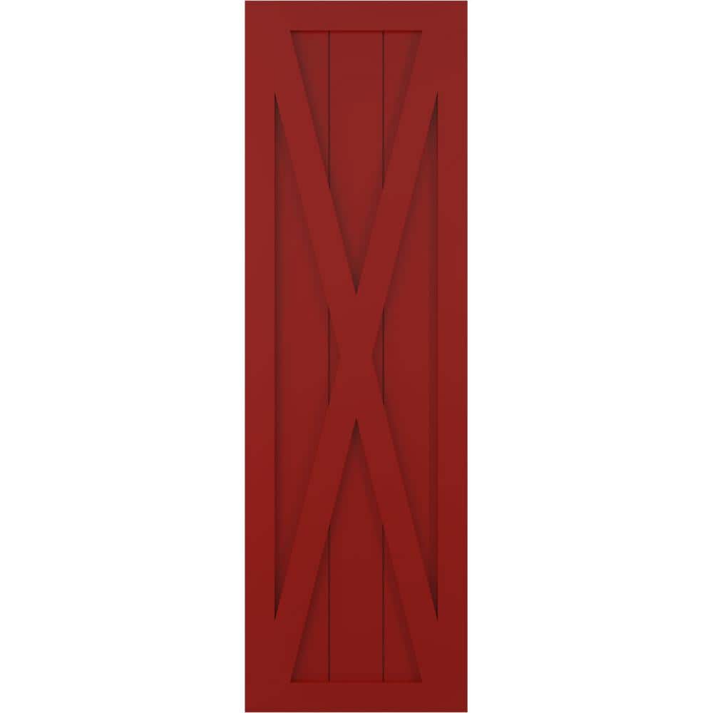 18 in. x 64 in. True Fit PVC Single X-Board Farmhouse Fixed Mount Board and Batten Shutters Pair in Fire Red price history on PriceWatchPro