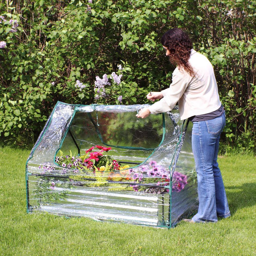 Clear PVC and Galvanized Steel Raised Garden Bed with Cover