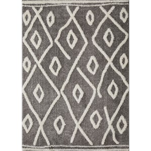 Vemoa Avonako Gray 9 ft. 10 in. x 12 ft. 10 in. Geometric Polyester Area Rug