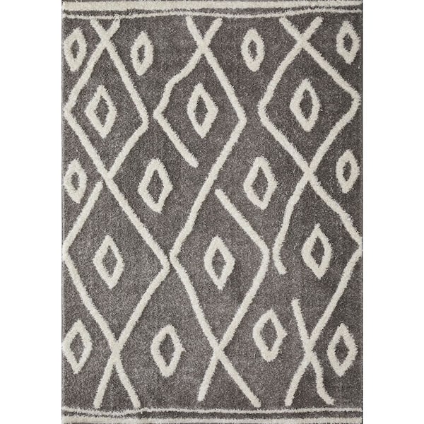 LOOMAKNOTI Vemoa Avonako Gray 9 ft. 10 in. x 12 ft. 10 in. Geometric Polyester Area Rug