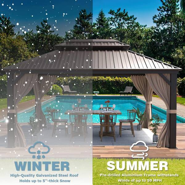 10 ft. x 13 ft. Hardtop Gazebo Galvanized Steel Outdoor