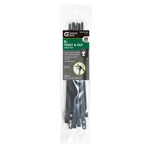 8 in. Twist and Cut Cable Tie, Black (20-Pack)