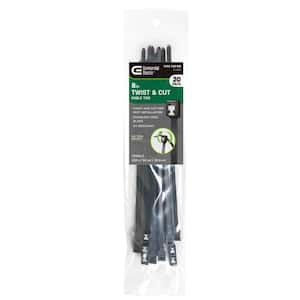 8 in. Twist and Cut Cable Tie, Black (20-Pack)