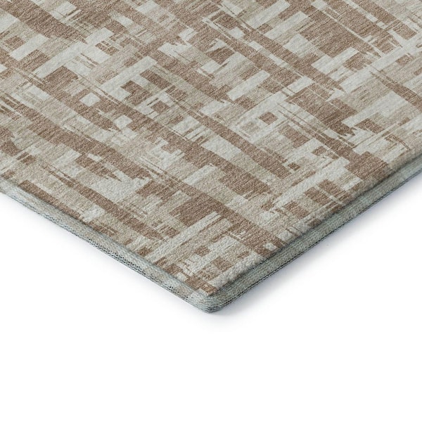 Mayfield Premium Machine Washable Abstract AMF1059 Tan 2 ft. 3 in. x 7 ft. 6 in. Runner Rug