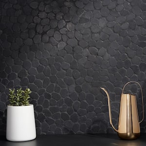 Countryside Sliced Round 11.81 in. x 11.81 in. Black Floor and Wall Mosaic (0.97 sq. ft. / sheet)