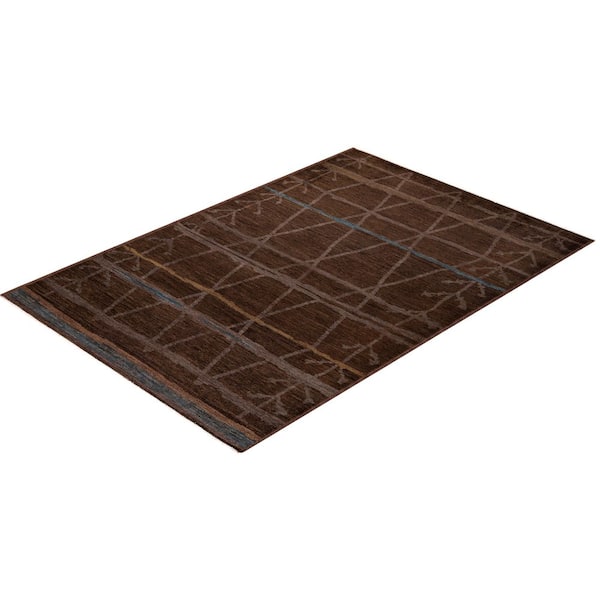 Overdyed Brown 6 ft. 2 in. x 8 ft. Wool Indoor Area Rug